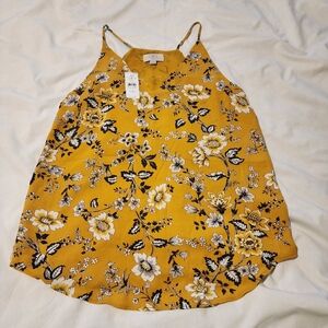 LOFT Mustard Floral Camisole Top - Petite Small - With tags
